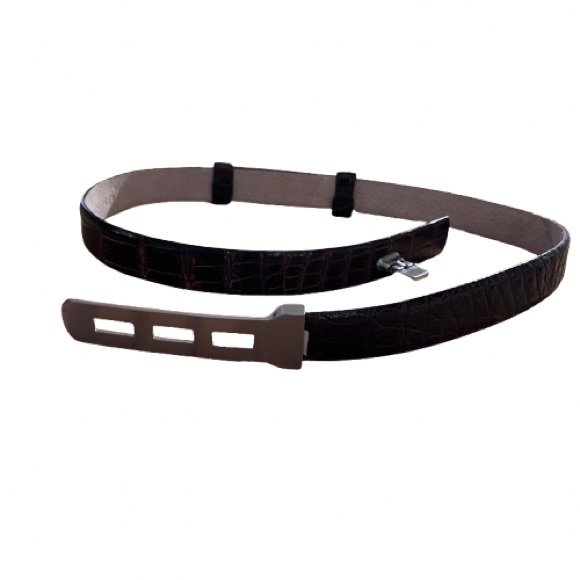 Brown Genuine Alligator Belt Adjustable Size Excellent Pre-owned Condition - Picture 2 of 9